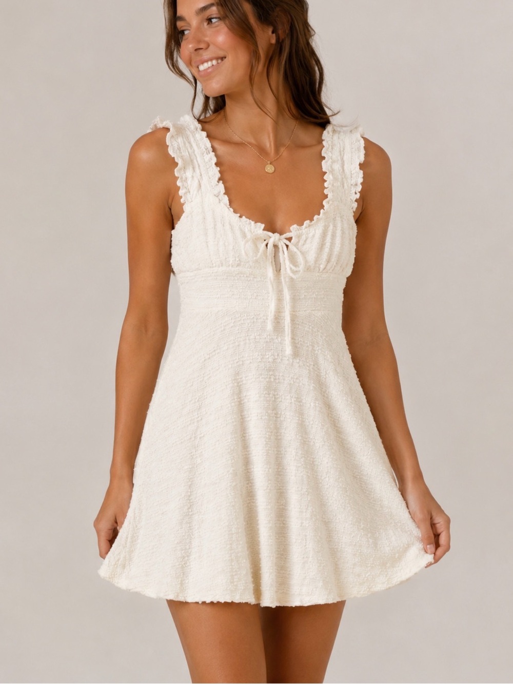 Altar'd State Cream Lace Babydoll Dress
